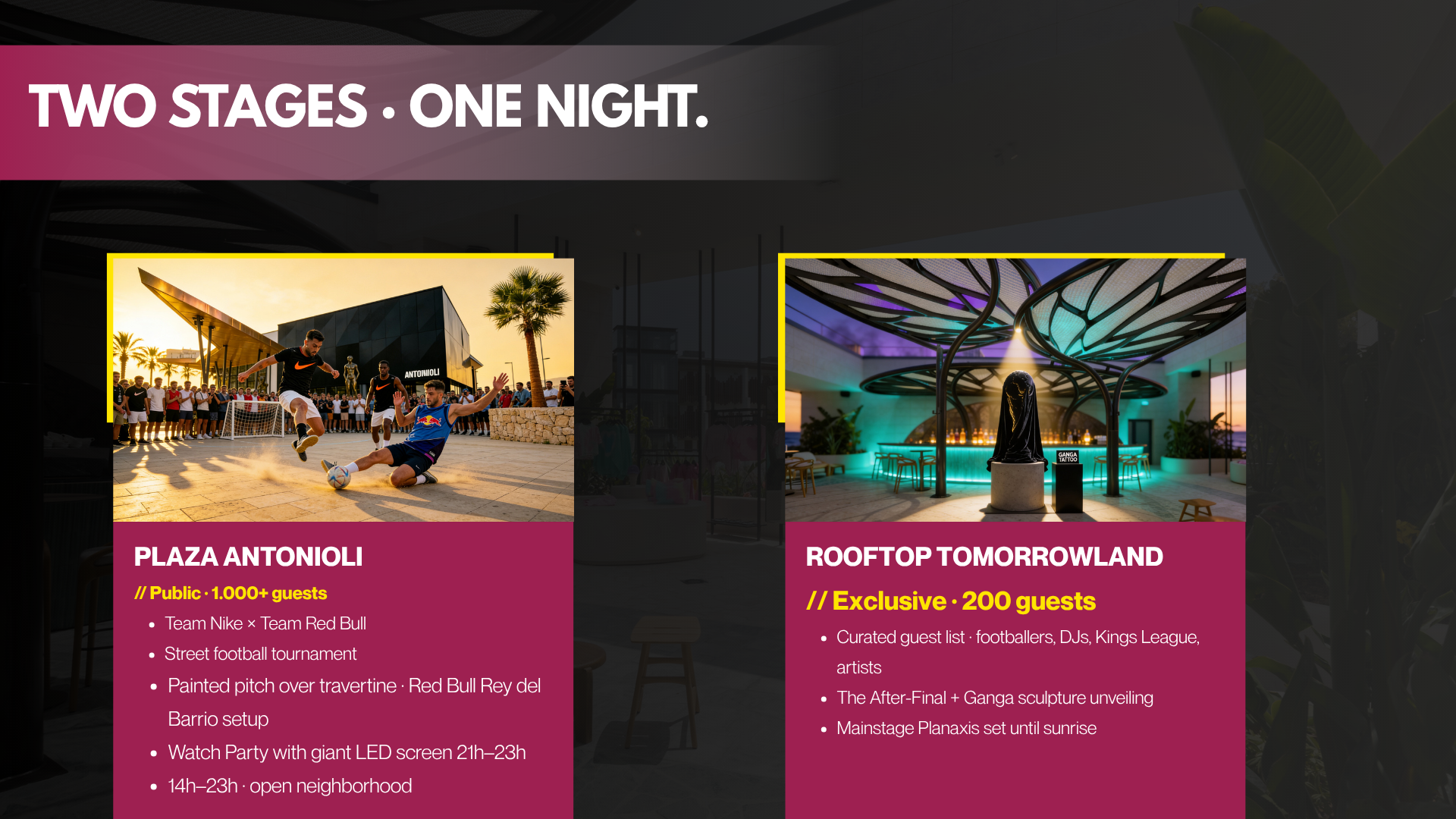 Two Stages One Night Plaza Antonioli vs Rooftop
